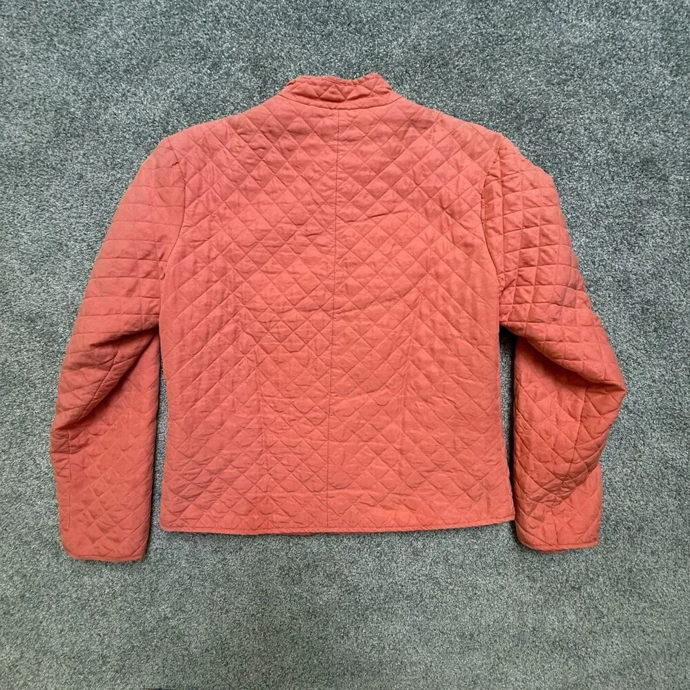 Bobby Chan Jacket Womens Sz M VTG Coral Zip Pockets Golf Quilted Lining